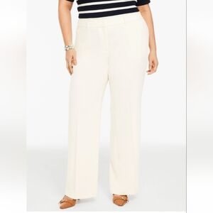 NWT! Talbots Curvy Wide Leg Cream Trousers Slacks-Sz 14W